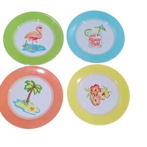 Target Flamingo Beach Melamine Plates  9"  Lot of 4